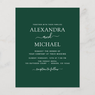 Budget Emerald Green Wedding Modern Typografy Flyer