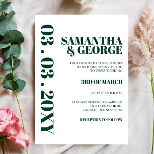 Budget Emerald Gren Modern Wedding Einladung