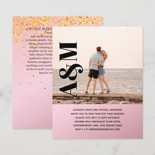 BUDGET Engagement Party Einladung FOTO BOLD TEX (Vorne/Hinten)