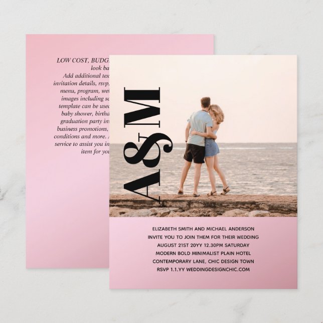 BUDGET Engagement Party Einladung FOTO BOLD TEX (Vorne/Hinten)