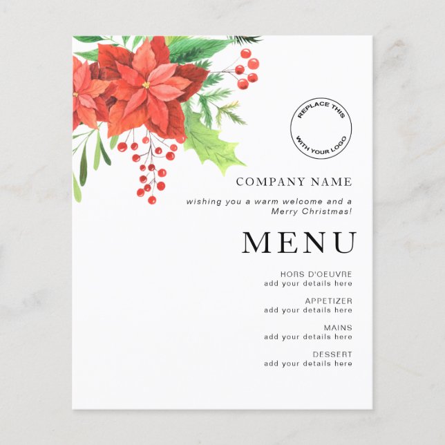 Budget Entreprise Logo Poinsettia Menu Noël (Devant)
