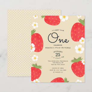 Budget-Erdbeeren 1. Geburtstagseinladung