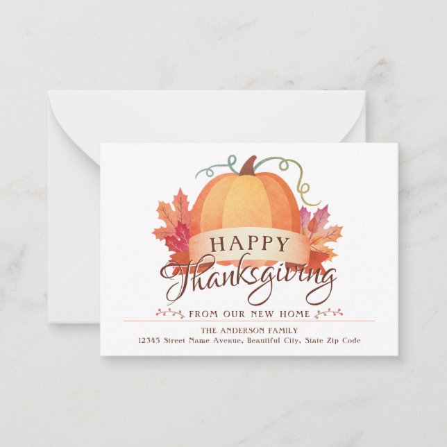 Budget Erntedank Neue Zuhause Pumpkin Moving Card Mitteilungskarte (Vorderseite)