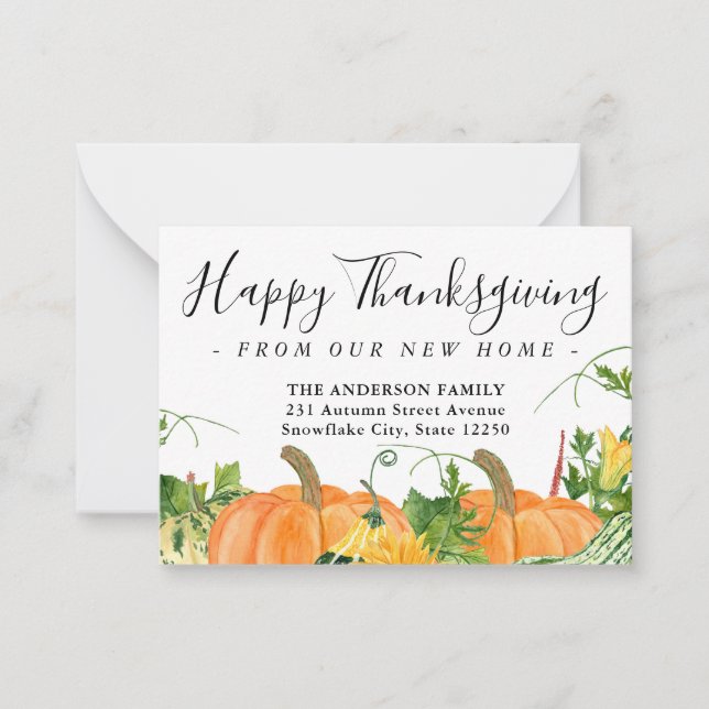 Budget Erntedank Neue Zuhause Pumpkin Moving Card Mitteilungskarte (Vorderseite)
