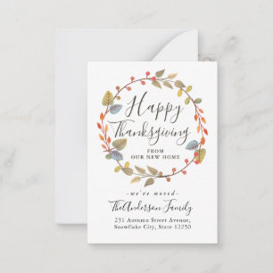 Budget Erntedank Neue Zuhause Wreath Moving Card Mitteilungskarte