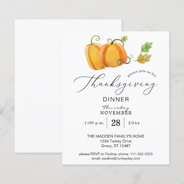 Budget Erntedank Pumpkin Duo Abendessen (Vorne/Hinten)