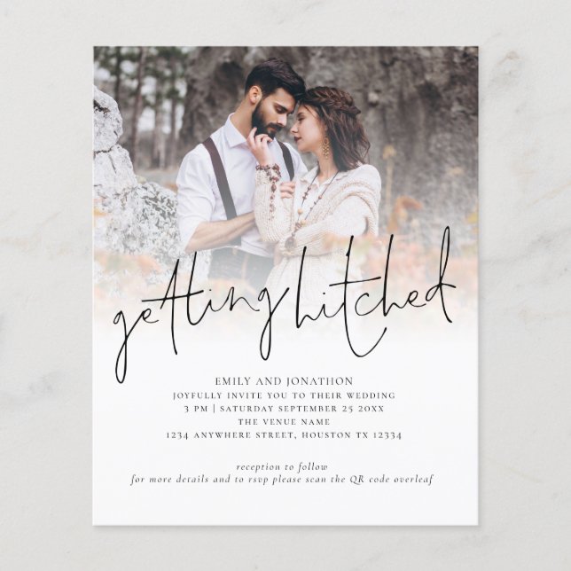 Budget Erreichte Foto QR Hochzeit Einladung (Vorderseite)