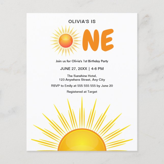 Budget Erste Reise rund um die Sun Birthday Einlad Flyer (Vorne)