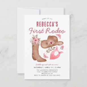 Budget Erster Rodeo Blush Pink Cowgirl 1 Geburtsta Mitteilungskarte