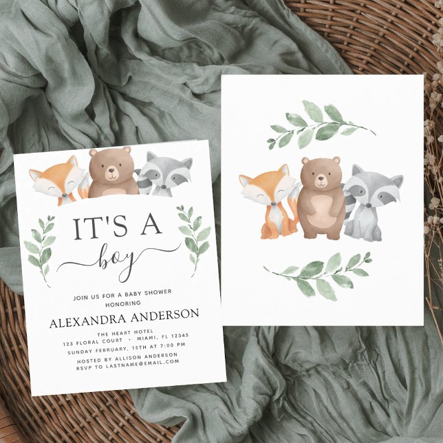 Budget Es ist eine Boy Baby Shower Woodland Einlad (Von Creator hochgeladen)