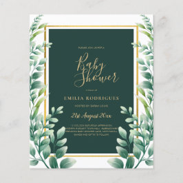 BUDGET Eucalyptus BABY SHOWER GOLD QR CODE EINLADE Flyer