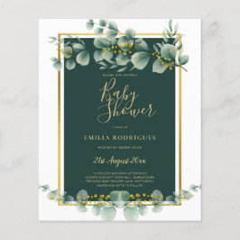 BUDGET Eucalyptus BABY SHOWER GOLD QR CODE EINLADE Flyer
