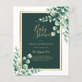 BUDGET Eucalyptus BABY SHOWER GOLD QR CODE EINLADE Flyer