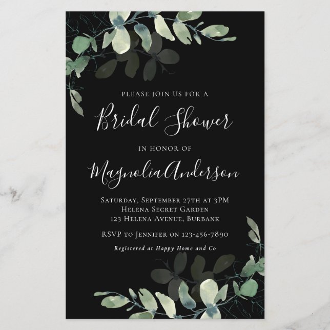 Budget Eucalyptus Bridal Dusche Einladung (Vorderseite)