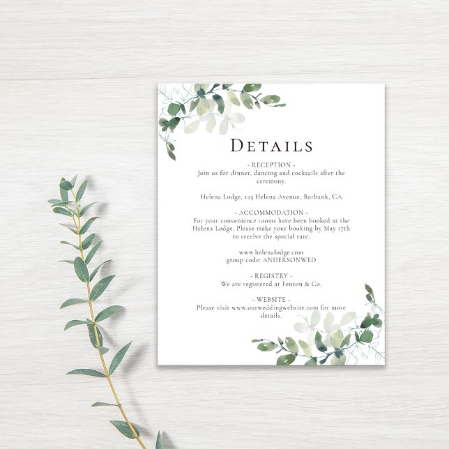 Budget Eucalyptus Détails du Mariage Carte de boît (Créateur téléchargé)