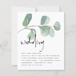 BUDGET Eucalyptus Elegante Script Wedding Einladun