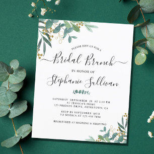 Budget Eucalyptus Feuille Bridal Brunch Invitation