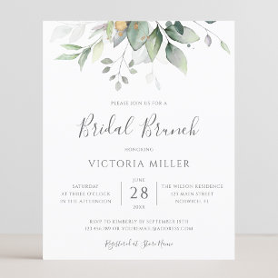 Budget Eucalyptus Feuille Bridal Brunch Invitation