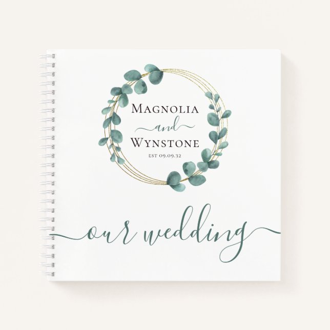 BUDGET Eucalyptus Gold Wreath Mariage Livre d'or (Devant)