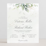 Budget Eucalyptus Greenery Leaves Elegant Wedding<br><div class="desc">Beautiful wedding invitation featuring watercolor eucalyptus and gold leaves.</div>