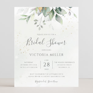 Budget Eucalyptus Leaves Bridal Shower Invitation