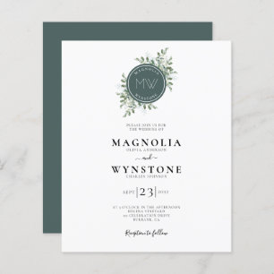 BUDGET Eucalyptus Monogram Wedding Invitation
