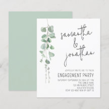 Budget Eucalyptus Script-Verlobung Einladung