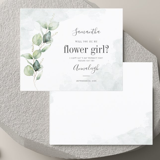 Budget Eucalyptus Serez-Vous Ma Carte Fille Fleur (Eucalyptus Will You Be My Flower Girl Card)