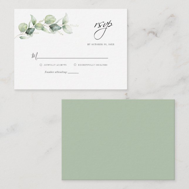 Budget Eucalyptus Succulent Mariage Carte RSVP (Devant / Derrière)