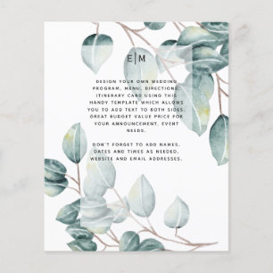 Budget Eucalyptus Vert Feuilles Mariage Invite