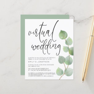 Budget Eucalyptus Virtual Wedding Einladung