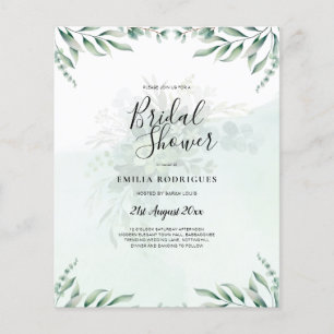 Budget Eukalyptus Blätter Grüne Wedding QR CODE Flyer