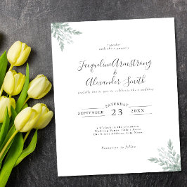 Budget Eukalyptus Calligraphy Wedding Einladung Flyer
