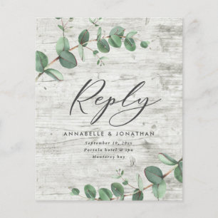 Budget Eukalyptus foliage White wood Hochzeit RSVP