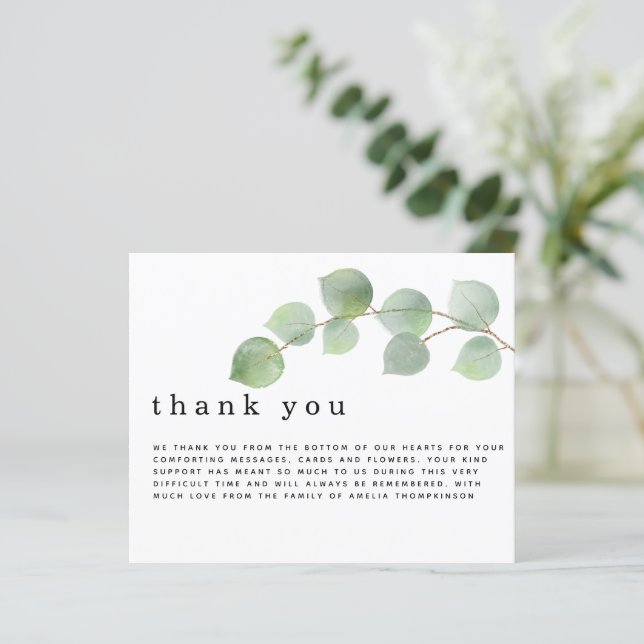 Budget Eukalyptus Funerary Beileid Vielen Dank (Stehend Vorderseite)