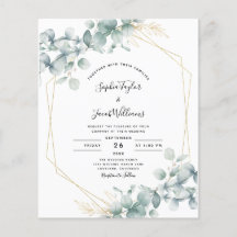 Budget Eukalyptus Geometric Wedding Einladung