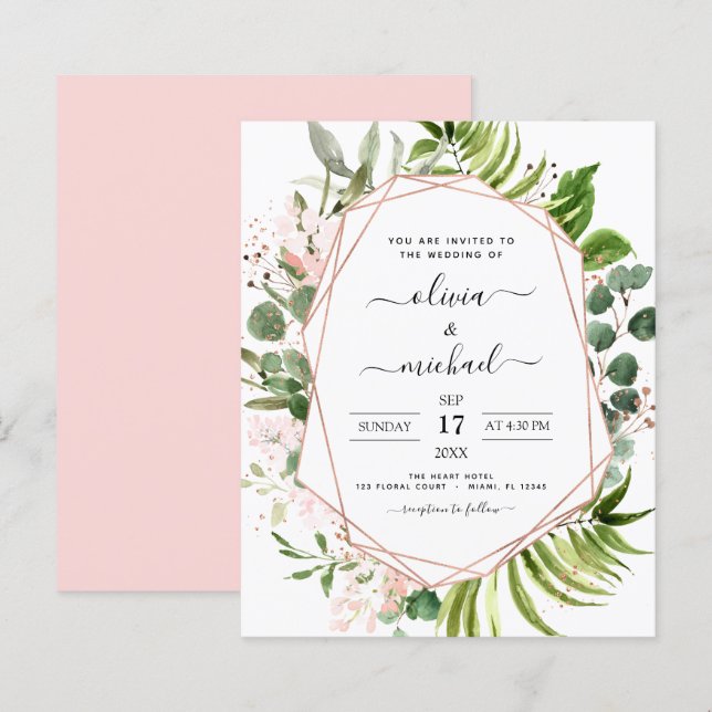 Budget Eukalyptus Greenerity Hochzeitseinladungen (Vorne/Hinten)