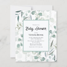 Budget-Eukalyptus-Grünzeug-Baby-Shower-Einladung