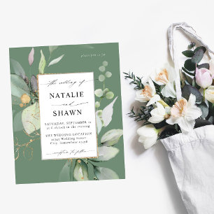 Budget Eukalyptus Schimmer Gold Grün Hochzeit Oliv Flyer
