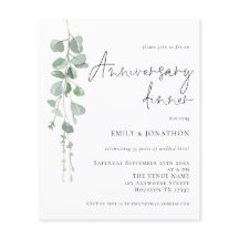 Budget Eukalyptus Script Anniversary Dinner Einlad