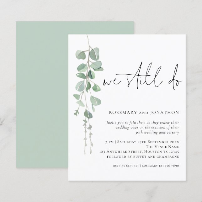 Budget Eukalyptus wir noch tun Vow Renewal Einladu (Vorne/Hinten)