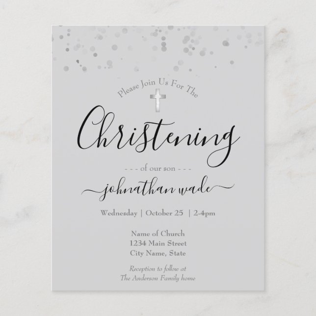 Budget Extravagant Script Christening Flyer (Vorne)