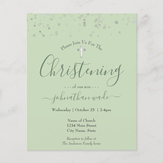 Budget Extravagant Script Christening Flyer (Vorne)