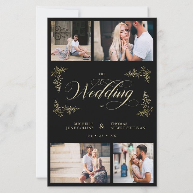 Budget Extravagant Trendy 4 Fotos Collage Wedding (Vorderseite)