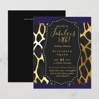 BUDGET Fabulous 50. Geburtstag Glam Chick Inviteni