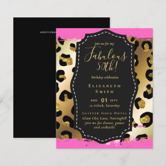 BUDGET Fabulous 50. Geburtstag Glam Chick Inviteni