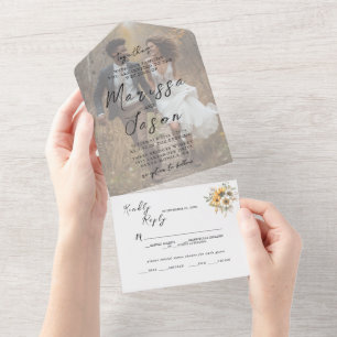 Budget Fall Custom Foto Hochzeit All In One Einladung