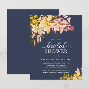 BUDGET Fall Navy Blue Gold Floral Brautparty
