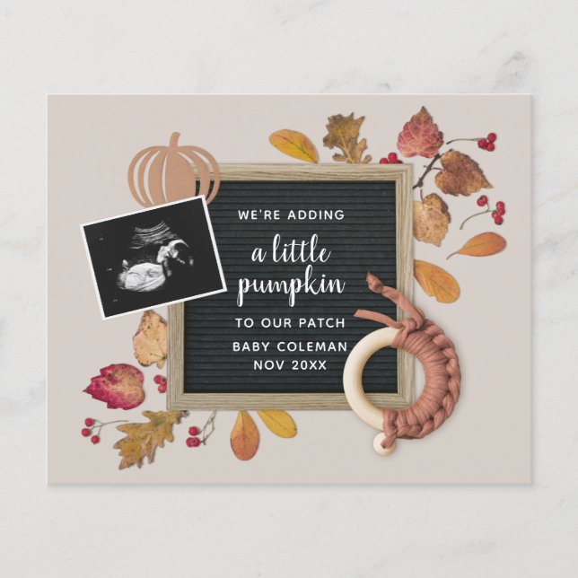 Budget Fall Pumpkin Baby Schwangerschaft Ankündigu (Vorderseite)