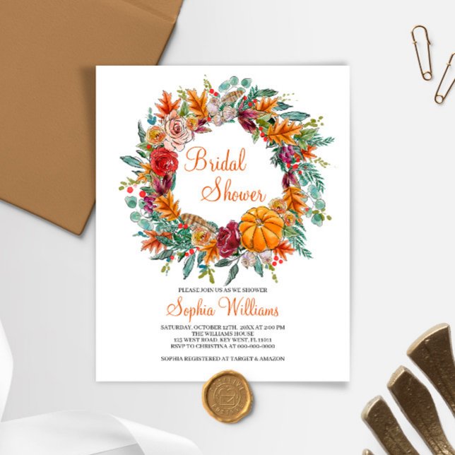 Budget Fall Pumpkin Bridal Dusche Einladung (Von Creator hochgeladen)